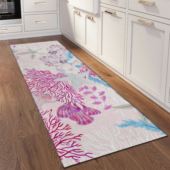 Indoor/Outdoor Seabreeze SZ1 Blush Washable 2'3" x 7'6" Runner Rug