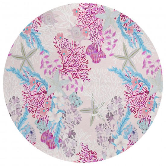 Indoor/Outdoor Seabreeze SZ1 Blush Washable 8' x 8' Round Rug