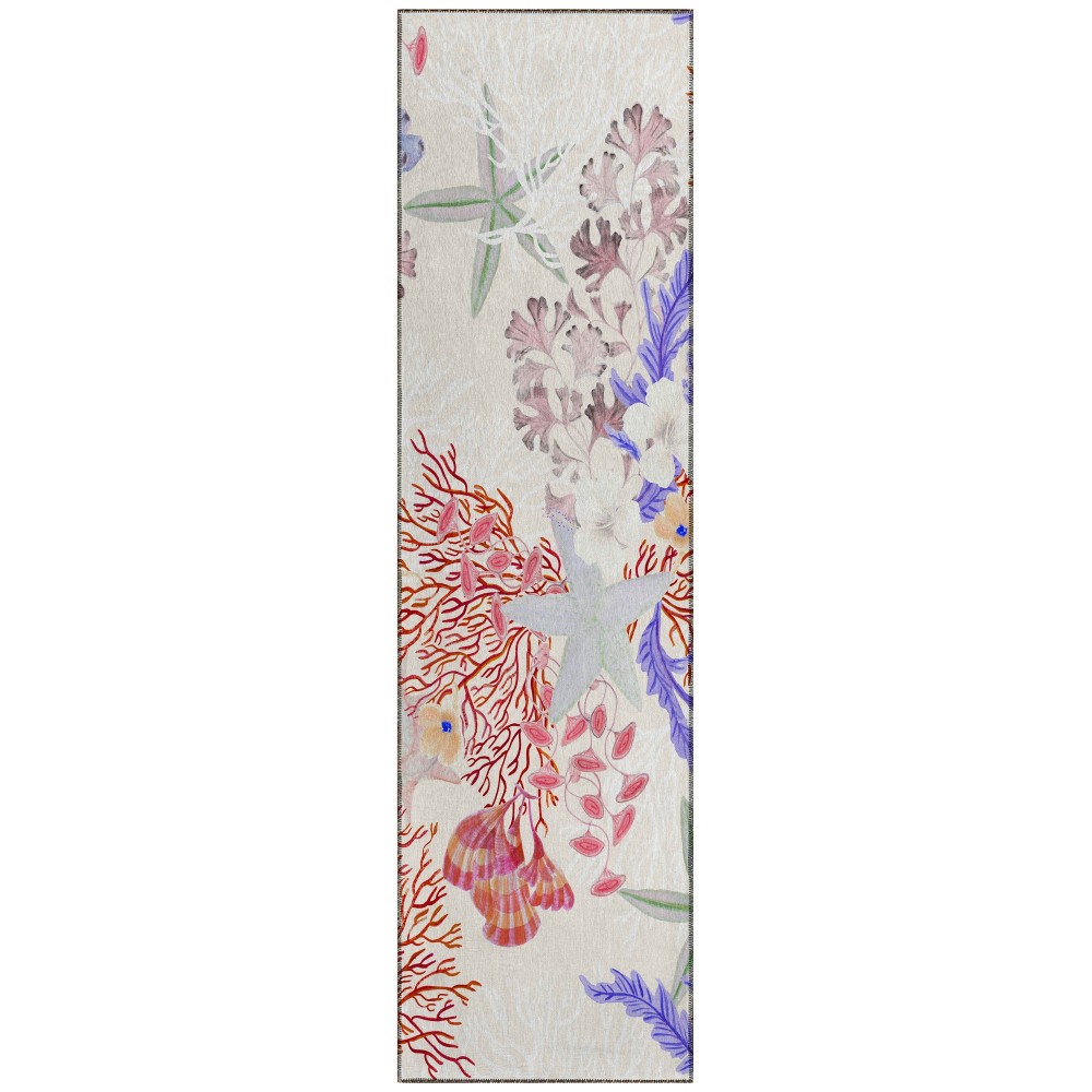 Indoor/Outdoor Seabreeze SZ1 Ivory Washable 2'3" x 7'6" Runner Rug
