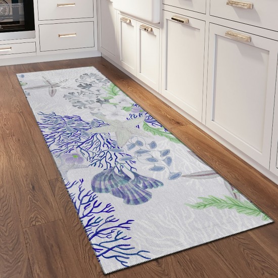 Indoor/Outdoor Seabreeze SZ1 Lavender Washable 2'3" x 7'6" Runner Rug