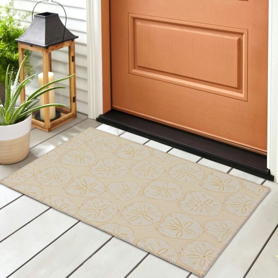 Indoor/Outdoor Seabreeze SZ10 Ivory Washable 1'8" x 2'6" Rug