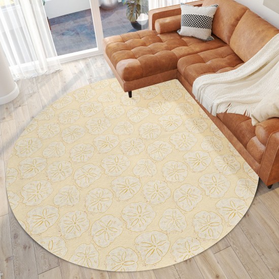 Indoor/Outdoor Seabreeze SZ10 Ivory Washable 8' x 8' Round Rug