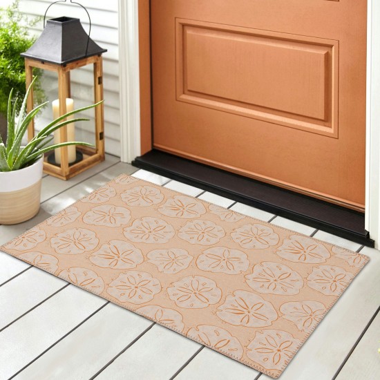 Indoor/Outdoor Seabreeze SZ10 Peach Washable 1'8" x 2'6" Rug