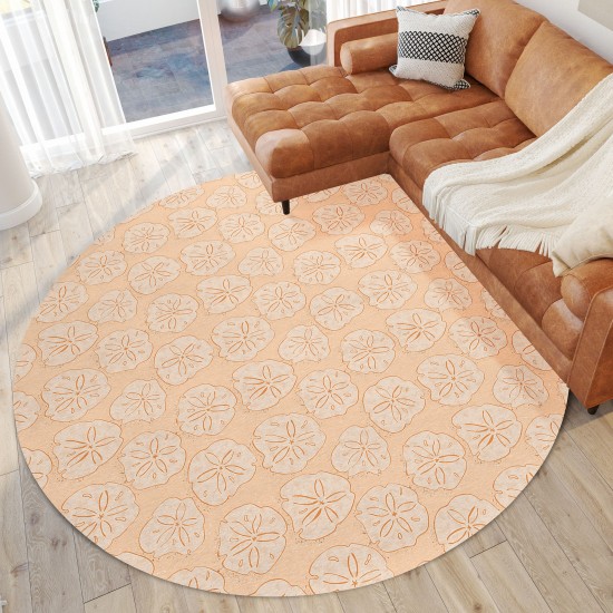 Indoor/Outdoor Seabreeze SZ10 Peach Washable 8' x 8' Round Rug