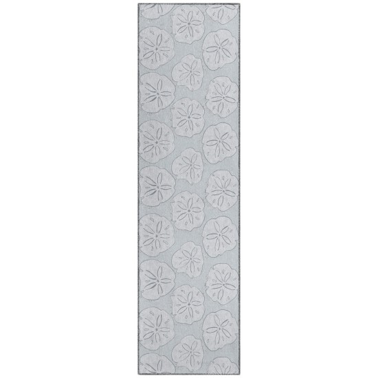 Indoor/Outdoor Seabreeze SZ10 Silver Washable 2'3" x 7'6" Runner Rug