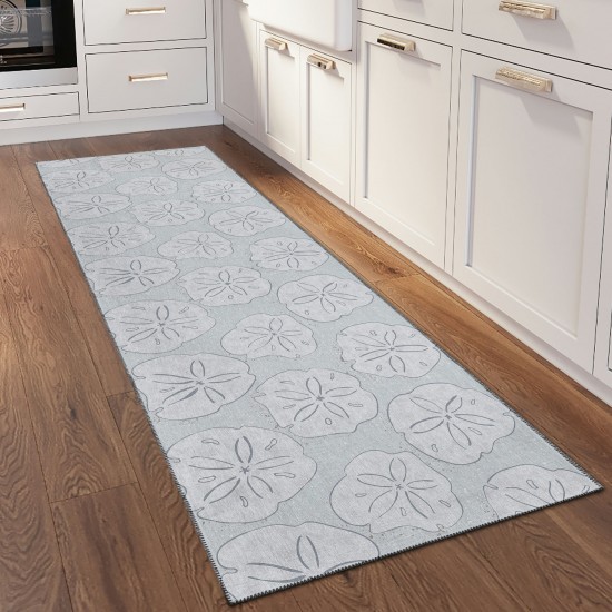 Indoor/Outdoor Seabreeze SZ10 Silver Washable 2'3" x 7'6" Runner Rug