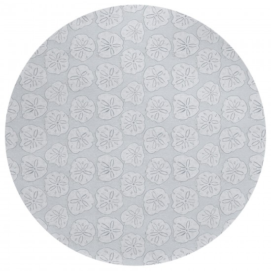 Indoor/Outdoor Seabreeze SZ10 Silver Washable 8' x 8' Round Rug