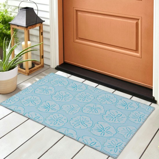 Indoor/Outdoor Seabreeze SZ10 Sky Washable 1'8" x 2'6" Rug