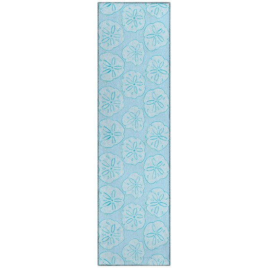 Indoor/Outdoor Seabreeze SZ10 Sky Washable 2'3" x 7'6" Runner Rug