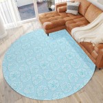 Indoor/Outdoor Seabreeze SZ10 Sky Washable 8' x 8' Round Rug