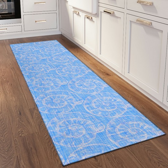 Indoor/Outdoor Seabreeze SZ11 Cobalt Washable 2'3" x 7'6" Runner Rug