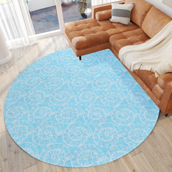 Indoor/Outdoor Seabreeze SZ11 Poolside Washable 8' x 8' Round Rug