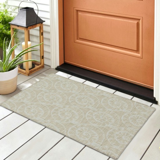 Indoor/Outdoor Seabreeze SZ11 Taupe Washable 1'8" x 2'6" Rug