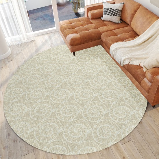 Indoor/Outdoor Seabreeze SZ11 Taupe Washable 8' x 8' Round Rug