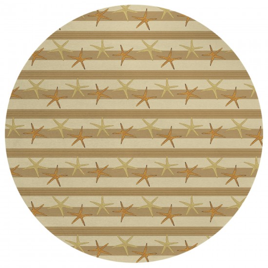 Indoor/Outdoor Seabreeze SZ12 Beige Washable 8' x 8' Round Rug