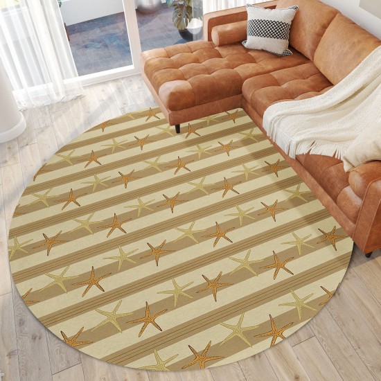 Indoor/Outdoor Seabreeze SZ12 Beige Washable 8' x 8' Round Rug