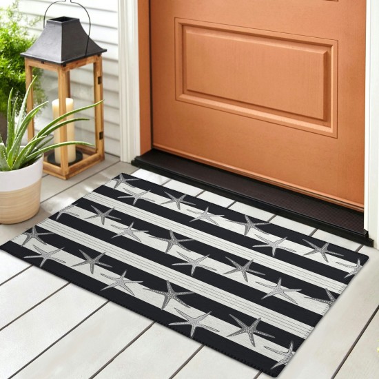 Indoor/Outdoor Seabreeze SZ12 Black Washable 1'8" x 2'6" Rug