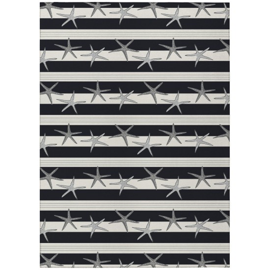 Indoor/Outdoor Seabreeze SZ12 Black Washable 10' x 14' Rug