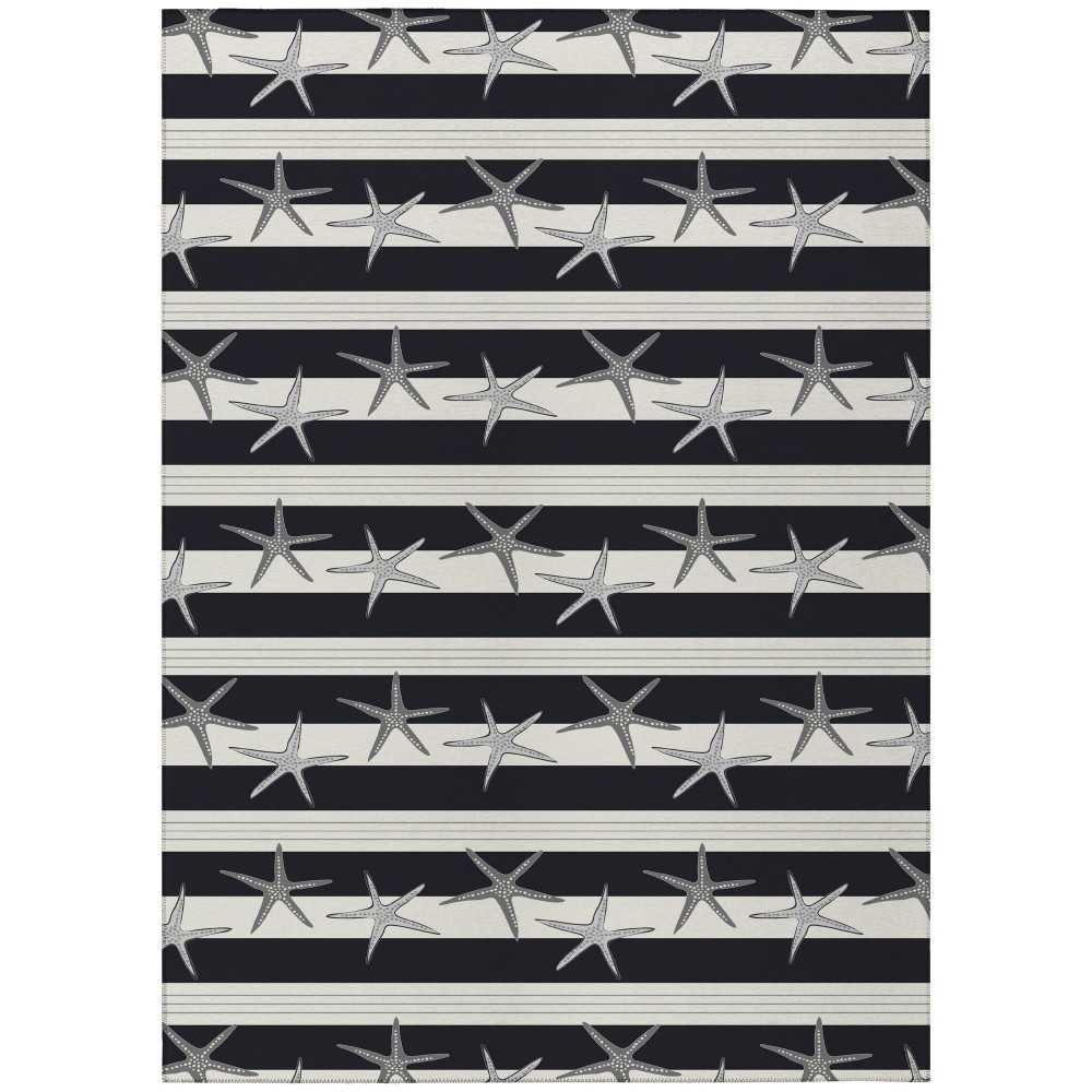 Indoor/Outdoor Seabreeze SZ12 Black Washable 5' x 7'6" Rug