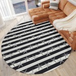 Indoor/Outdoor Seabreeze SZ12 Black Washable 8' x 8' Round Rug