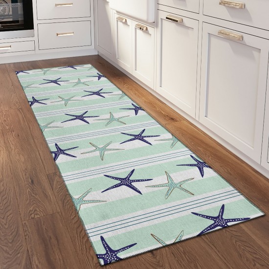 Indoor/Outdoor Seabreeze SZ12 Mist Washable 2'3" x 7'6" Runner Rug