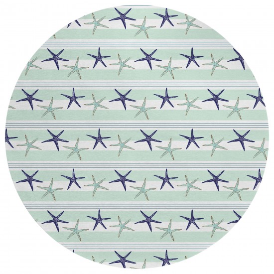 Indoor/Outdoor Seabreeze SZ12 Mist Washable 8' x 8' Round Rug