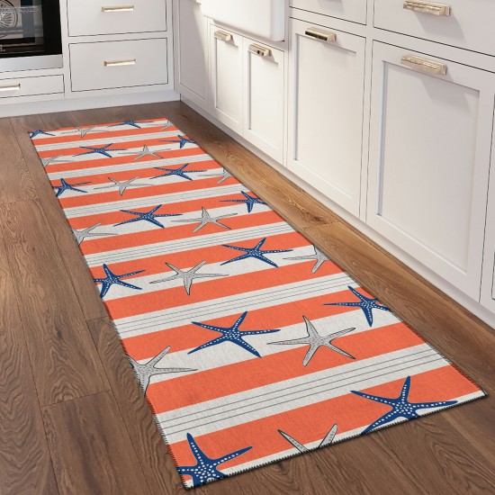 Indoor/Outdoor Seabreeze SZ12 Salmon Washable 2'3" x 7'6" Runner Rug