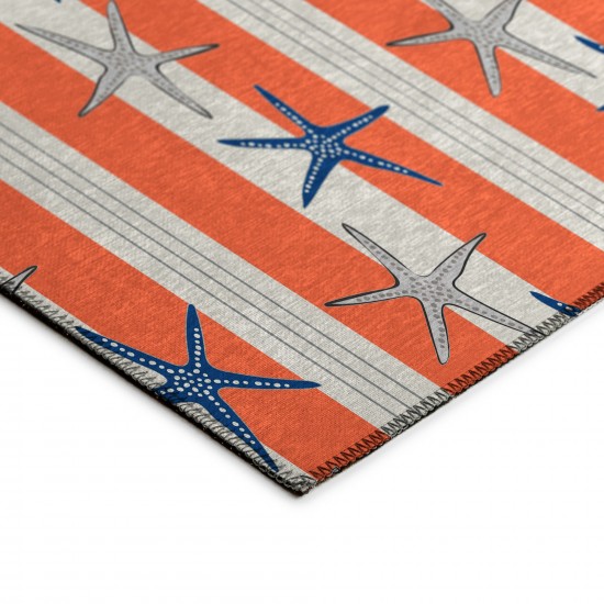 Indoor/Outdoor Seabreeze SZ12 Salmon Washable 2'3" x 7'6" Runner Rug