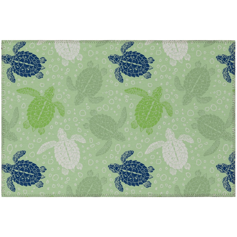 Indoor/Outdoor Seabreeze SZ13 Aloe Washable 1'8" x 2'6" Rug