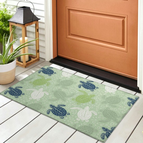 Indoor/Outdoor Seabreeze SZ13 Aloe Washable 1'8" x 2'6" Rug