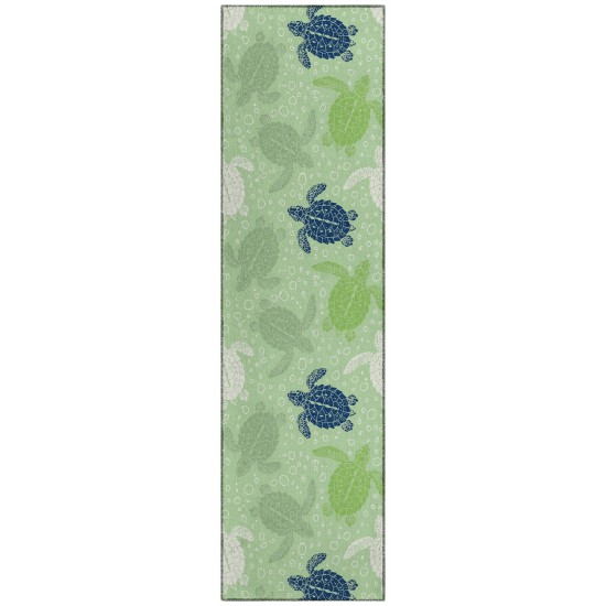 Indoor/Outdoor Seabreeze SZ13 Aloe Washable 2'3" x 7'6" Runner Rug