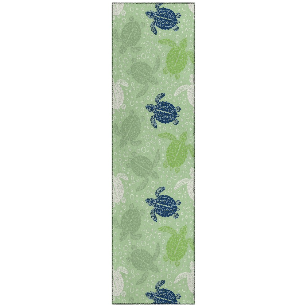 Indoor/Outdoor Seabreeze SZ13 Aloe Washable 2'3" x 7'6" Runner Rug