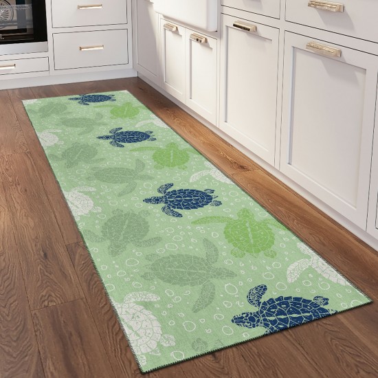 Indoor/Outdoor Seabreeze SZ13 Aloe Washable 2'3" x 7'6" Runner Rug