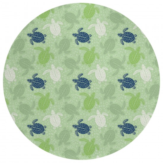 Indoor/Outdoor Seabreeze SZ13 Aloe Washable 8' x 8' Round Rug