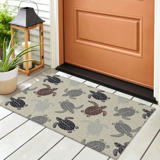 Indoor/Outdoor Seabreeze SZ13 Beige Washable 1'8" x 2'6" Rug