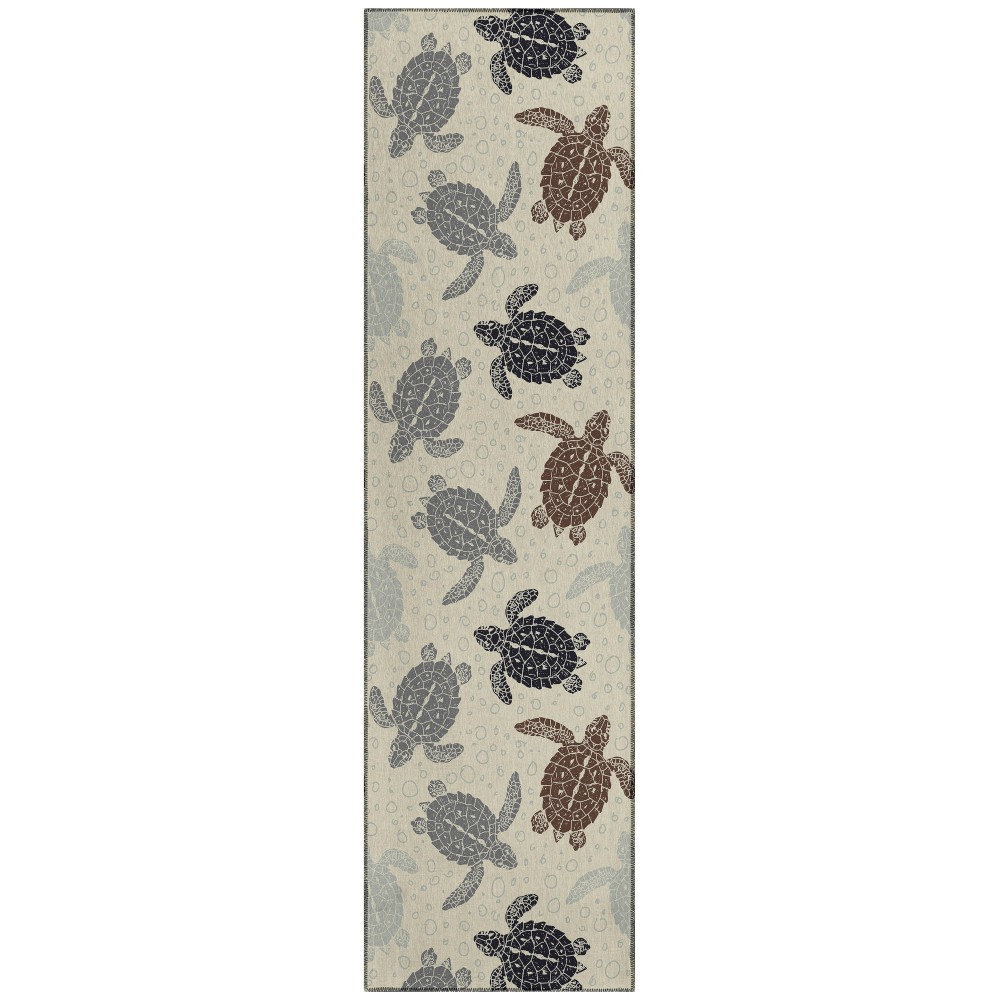 Indoor/Outdoor Seabreeze SZ13 Beige Washable 2'3" x 7'6" Runner Rug