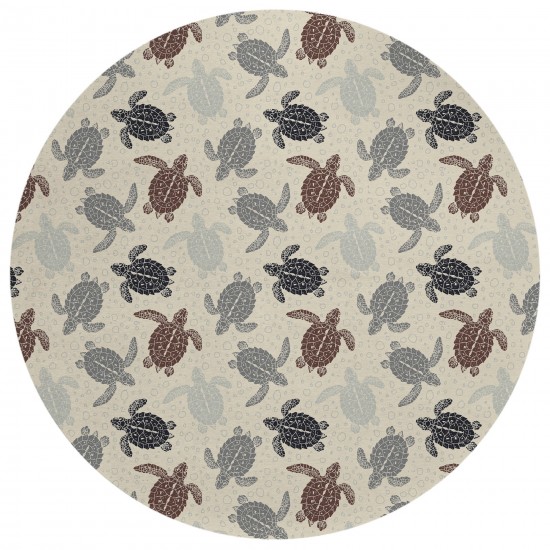 Indoor/Outdoor Seabreeze SZ13 Beige Washable 8' x 8' Round Rug