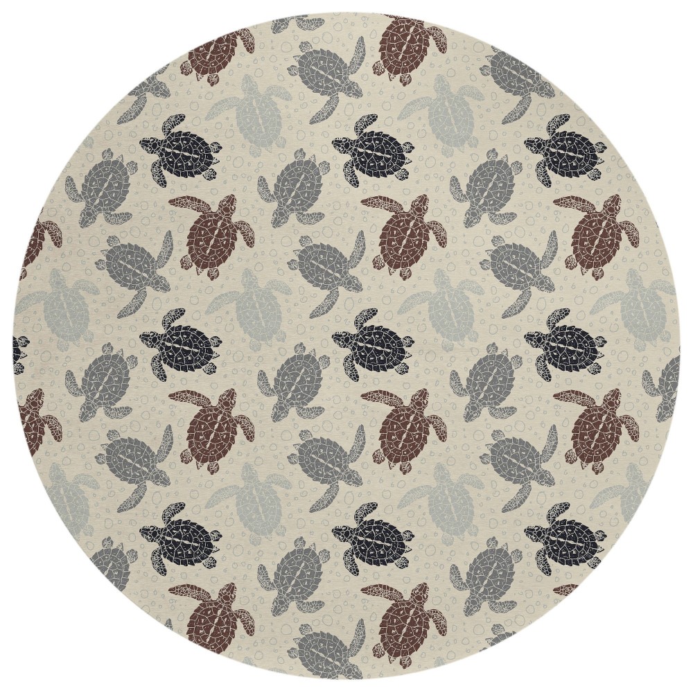 Indoor/Outdoor Seabreeze SZ13 Beige Washable 8' x 8' Round Rug