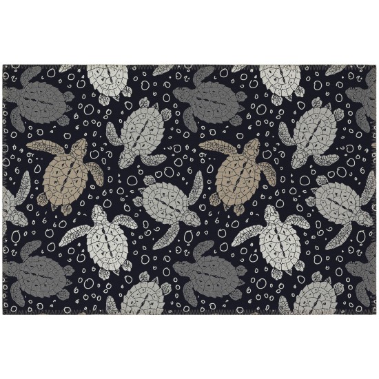 Indoor/Outdoor Seabreeze SZ13 Black Washable 1'8" x 2'6" Rug