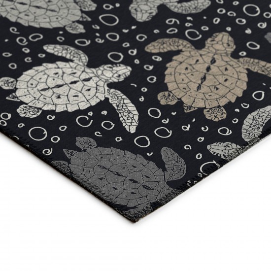 Indoor/Outdoor Seabreeze SZ13 Black Washable 1'8" x 2'6" Rug