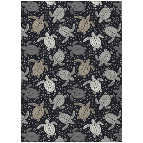 Indoor/Outdoor Seabreeze SZ13 Black Washable 10' x 14' Rug