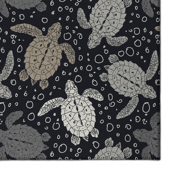 Indoor/Outdoor Seabreeze SZ13 Black Washable 2'3" x 7'6" Runner Rug
