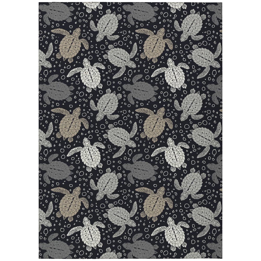 Indoor/Outdoor Seabreeze SZ13 Black Washable 3' x 5' Rug