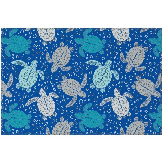 Indoor/Outdoor Seabreeze SZ13 Navy Washable 1'8" x 2'6" Rug