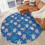 Indoor/Outdoor Seabreeze SZ13 Navy Washable 8' x 8' Round Rug