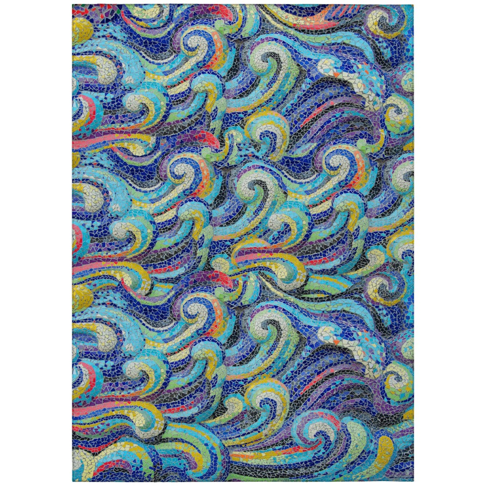 Indoor/Outdoor Seabreeze SZ14 Indigo Washable 10' x 14' Rug