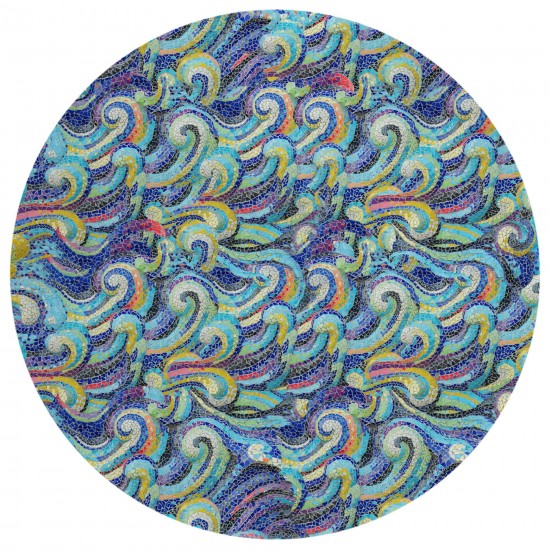 Indoor/Outdoor Seabreeze SZ14 Indigo Washable 8' x 8' Round Rug