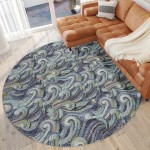 Indoor/Outdoor Seabreeze SZ14 Ink Washable 8' x 8' Round Rug