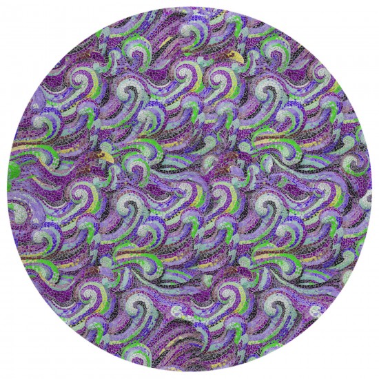 Indoor/Outdoor Seabreeze SZ14 Violet Washable 8' x 8' Round Rug