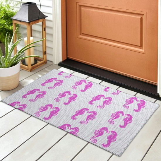 Indoor/Outdoor Seabreeze SZ15 Flamingo Washable 1'8" x 2'6" Rug